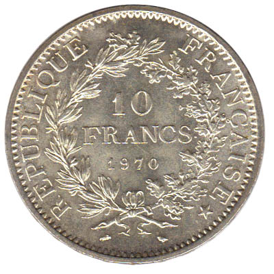 pièce de 10 francs Philatélie 50 pièce en argent 1970