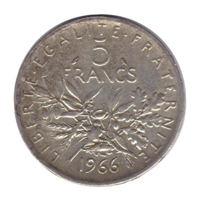 Pièce française de 5 francs Philatélie 50 pièce en argent 1966
