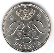 pièce monaco 5 francs Rainier III