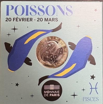 poissons2026, Philatélie 50, Pièce 5€ Collection Astro 2025, Monnaie de Paris