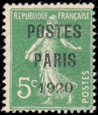 PREO24, Philatélie 50, Timbre de France préoblitéré N°24 POSTES PARIS 1920
