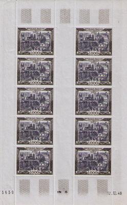 PRES1 - Philatelie 50 - timbres de France - feuille entière du 1000 francs Paris