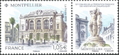 RF5332 - Philatélie 50 - Timbre de France 2019 N° YT 5332 - Opéra Montpellier, place de la Comédie