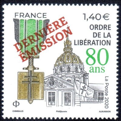 RF5458A - Philatélie50 - Timbre de france Ordre de la Libération surchargé dernière émission