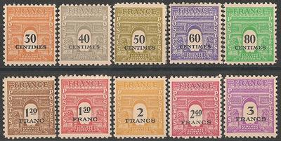 RF702-711 - Philatélie - Timbres de France N° Yvert et Tellier 702 à 711 - Timbres de collection