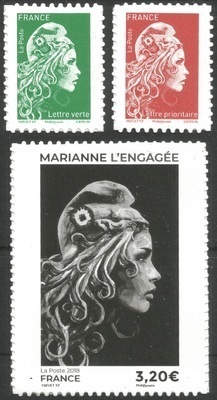 RFADH1653/55 - Philatelie 50 - Timbre autoadhésif N°1653 à 1655 - timbres de France autoadhésif type Marianne d'Yz