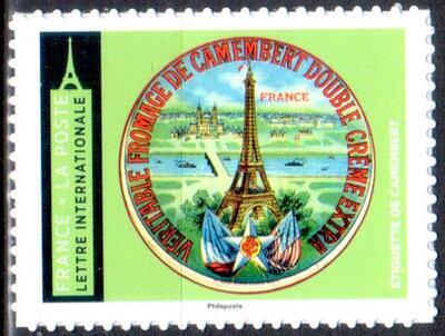 RFADH2302A, Philatelie 50, Timbre de France adhésifs 2025, Etiquette de Camembert