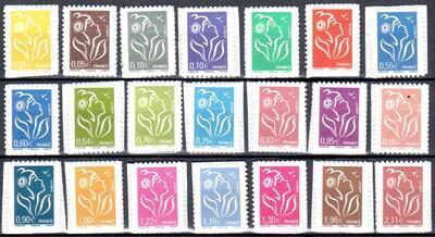 RFADH84A/84U, Philatelie 50, Timbres de France adhésifs Scherrer n° Yvert et Tellier 84A à 84U, émis en 2006