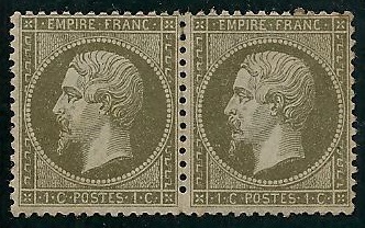 RFCL19paire - Philatélie - Timbre de france classique N° Yvert et Tellier 19 charnière en paire - Timbres classiques de France