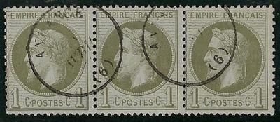 RFCL25x3 - Philatélie - Timbre de france classique N° Yvert et Tellier 25 bande de 3 - Timbres classiques de France