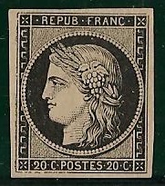 RFCL3-150€ - Philatélie - Timbre de france classique N° Yvert et Tellier 3 charnière - Timbres classiques de France