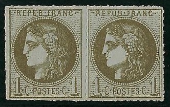 RFCL39Cpaire- Philatélie - Timbre de france classique N° Yvert et Tellier 39C paire charnière - Timbres classiques de France