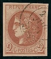 RFCL40Bobli130€ - Philatélie - Timbre de france classique N° Yvert et Tellier 40B oblitéré - Timbres classiques de France