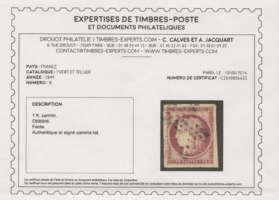 RFCL6-210€ - Philatelie - Timbre de france classique N Yvert et Tellier 6 ceres - Timbres classiques de France