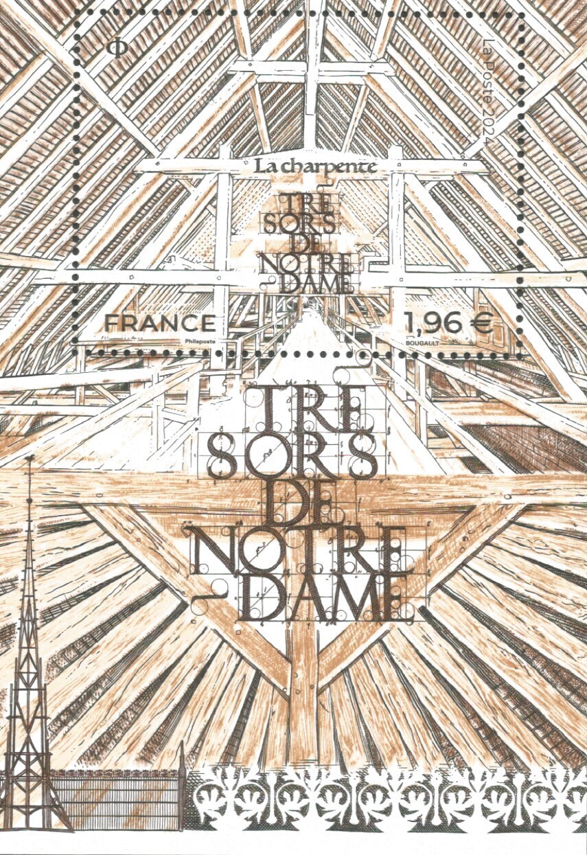 RFF5770, Philatélie 50, Timbre de France N° F5770, Trésors de Notre-Dame, La Charpente, 2024