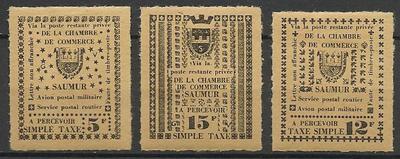 RFGrève4-5-6 - Philatélie - Timbres de grève de France N° Maury 4, 5 et 6 Saumur - Timbres de France