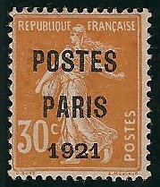 RFP29CHARCENTRCORRECT - Philatelie - Timbre de France préoblitéré N° Yvert et Tellier 29 avec charnière centrage correct - Timbres de collection