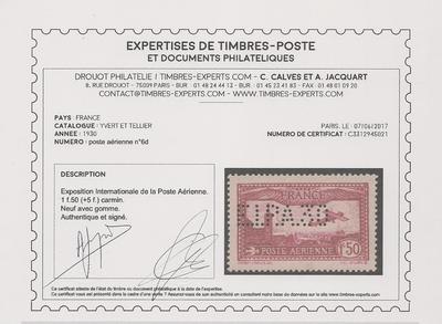 RFPA6d - Philatelie - Timbre de France poste aérienne n° 6d du catalogue Yvert et Tellier avec charnière - Timbres de collection