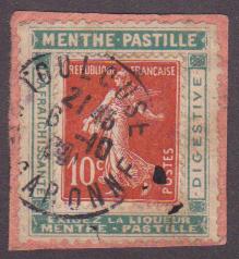 RFPUB138MENTHE - Philatélie - Timbre N°YT 138 sur porte timbre Menthe pastille Timbre publicitaire