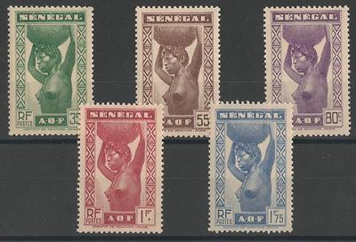 SEN144-148 - Philatelie - Timbres du Sénégal N° Yvert et Tellier 144 à 148 - Timbres de colonies françaises