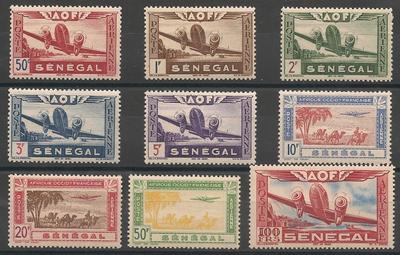 SENPA22-30 - Philatelie - Timbres Poste Aérienne du Sénégal N° Yvert et Tellier 22 à 30 - Timbres de colonies françaises