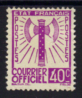 Service 3 - Philatelie - timbre de France Service - serie Francisque