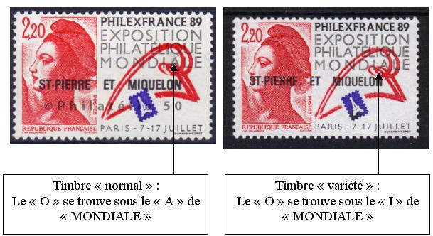 SPM489b-2 - Philatelie - timbre de Saint Pierre et Miquelon avec variété