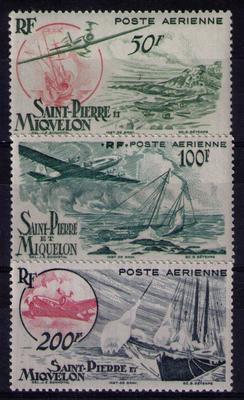 18/20 - Timbres de Poste Aérienne de Saint Pierre et Miquelon N° Yvert et Tellier 18 à 20 - Philatélie 50 - Timbres de Poste Aérienne de collection de Saint Pierre et Miquelon