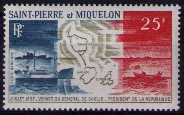 38 - Timbre de Poste Aérienne de Saint Pierre et Miquelon N° Yvert et Tellier 38 - Philatélie 50 - Timbres de Poste Aérienne de collection de Saint Pierre et Miquelon