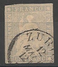 SUIS31.O.2ECHOIX - Philatélie - Timbre de Suisse N° 31 oblitéré 2ème choix fil de soie noir - Timbres d'europe