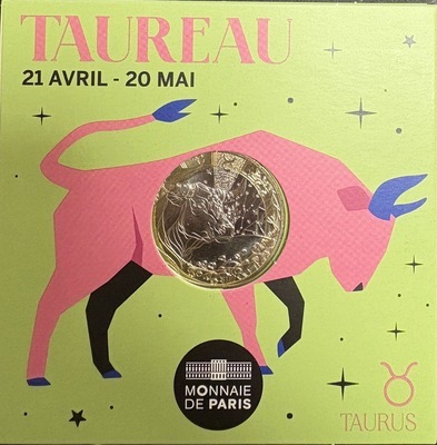 taureau2026, Philatélie 50, Pièce 5€ Collection Astro 2025, Monnaie de Paris