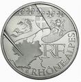 10 € Rhône Alpes - Philatélie 50 - pièce commémorative 10 € de la région Rhône Alpes