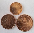 1.2.5centSMAR2004 -Philatélie 50 - Pièces euros Saint Marin 2004 - 1, 2 et 5 centimes