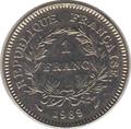 1989 - Philatelie - pièce de monnaie française - 1 franc