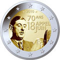 2 € France 2010 - Philatélie 50 - pièce de monnaie euros de France - Appel du 18 juin DE GAULLE