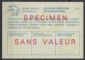 CouponRéponseInternationale - Philatélie - Coupon réponse spéciment sans valeur pour cours d'instruction Poste - Timbres de collection