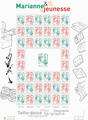 Feuille Marianne - Philatelie - feuille de timbres Marianne et la Jeunesse