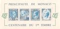 MONBF33 - Philatélie - Bloc feuillet de Monaco N° Yvert et Tellier 33 - Timbres de Monaco - Timbres de collection