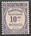 MONT14 - Philatélie - Timbre taxe de Monaco N° Yvert et Tellier 14 - Timbres de Monaco - Timbres de collection