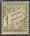 MONT1 - Philatélie - Timbre taxe de Monaco N° Yvert et Tellier 1 - Timbres de Monaco - Timbres de collection