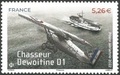 PA92 - Philatélie 50 - Timbre de France Poste Aérienne N° 92 - Chasseur Dewoitine D1 en vol et porte avions Le Béarn