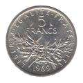 Pièce française de 5 francs Philatélie 50 pièce en argent 1969