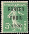 PREO24, Philatélie 50, Timbre de France préoblitéré N°24 POSTES PARIS 1920