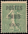 PREO25, Philatélie 50, Timbre de France préoblitéré N°25 POSTES PARIS 1920