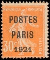PREO29, Philatélie 50, Timbre de France Préoblitéré N°29, POSTES PARIS 1921