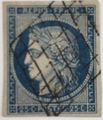 RFCL4a-OBL - Philatelie - timbre de France Classique N°4a- 25 centimes bleu foncé