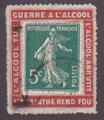RFPUB137GUERREALCOOL - Philatélie - Timbre N°YT 137 sur porte timbre guerre à l'alcool- Timbre publicitaire