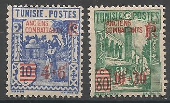 TUN302-303 - Philatelie - Timbre de Tunisie N° Yvert et Tellier 302 à 303 - Timbres de colonies françaises