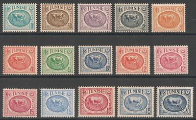 TUN337A-345B - Philatelie - Timbre de Tunisie N° Yvert et Tellier 337A à 345B - Timbres de colonies françaises