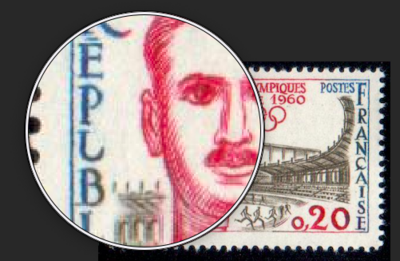 VAR1265c, Philatélie 50, Timbre de France Variété, U de République cassé, Jeux Olympique 1960